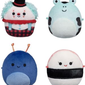 Squishmallows Micromallows 4 Pack - Solenn Sushi, Preeti Slug, Ukee Clown and Dear Frog