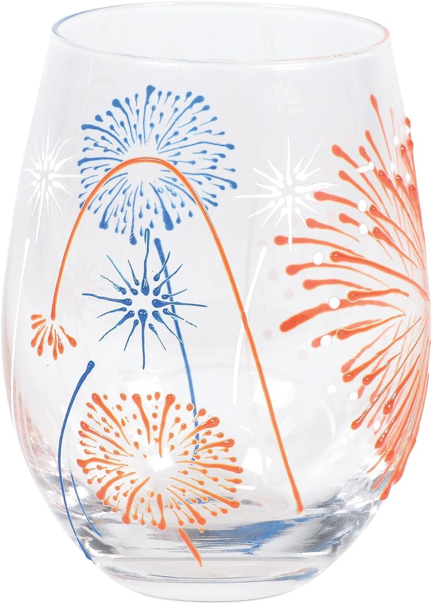 Enesco Izzy and Oliver Fireworks Stemless Glass