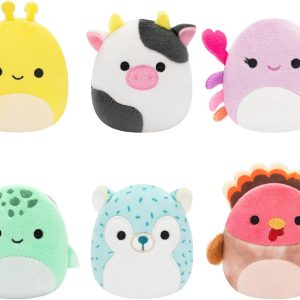 Micromallows Squishmallows 6-Pack – Cailey Crab, Cole Turtle, Connor Cow, Gavi Turkey, Hasani Hedgehog, Zarina Banana Slug