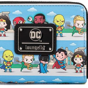 Loungefly DC Superheroes Chibi Lineup Zip Around Wallet