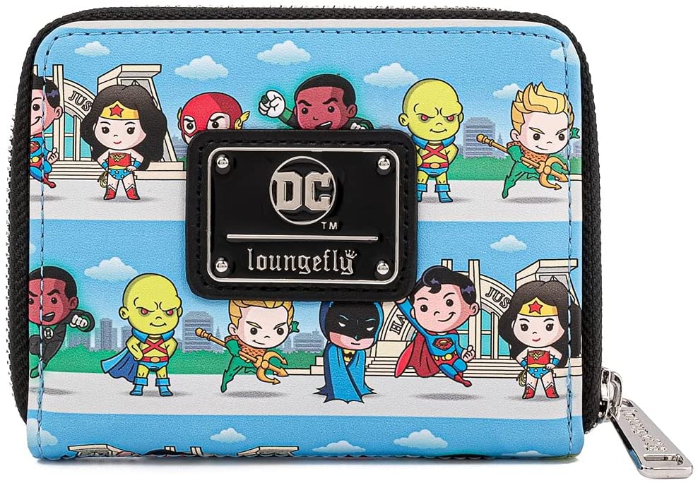 Loungefly DC Superheroes Chibi Lineup Zip Around Wallet