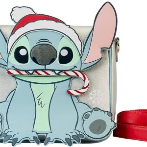 Loungefly Disney Stitch Holiday Glitter Crossbody Bag