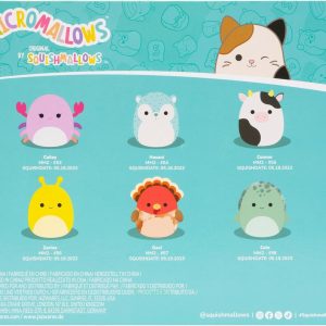 Micromallows Squishmallows 6-Pack – Cailey Crab, Cole Turtle, Connor Cow, Gavi Turkey, Hasani Hedgehog, Zarina Banana Slug