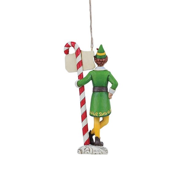 Jim Shore Buddy Elf with Candy Cane Forest Signpost Hanging Ornament