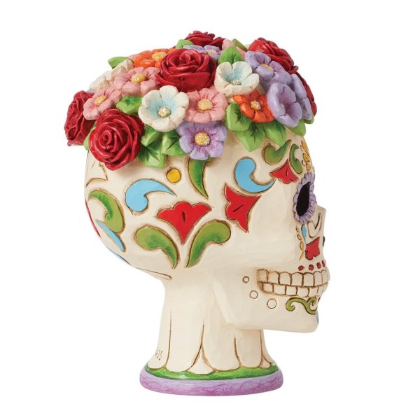 Jim Shore Heartwood Creek Day of The Dead Sugar Skull with Flower Crown