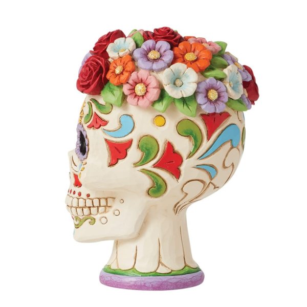 Jim Shore Heartwood Creek Day of The Dead Sugar Skull with Flower Crown