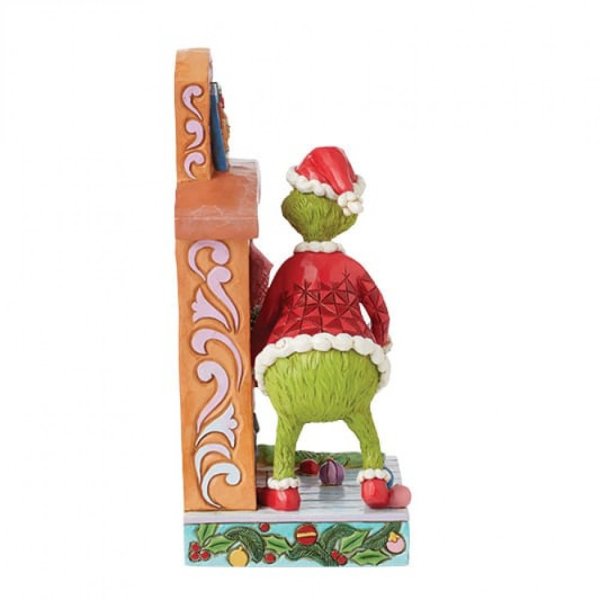 Jim Shore Grinch Pushing Tree up Fireplace Figurine