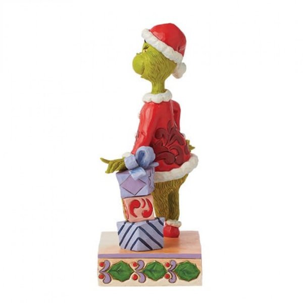 Jim Shore Grinch Leaning on Stacked Gifts Figurine