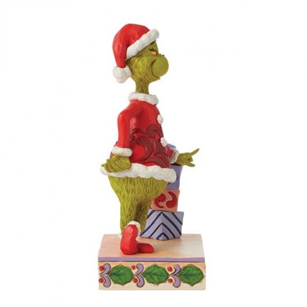 Jim Shore Grinch Leaning on Stacked Gifts Figurine