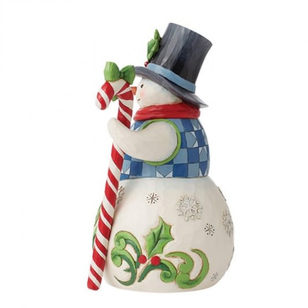 Jim Shore Heartwood Creek Snowman with Candy Cane Figurine