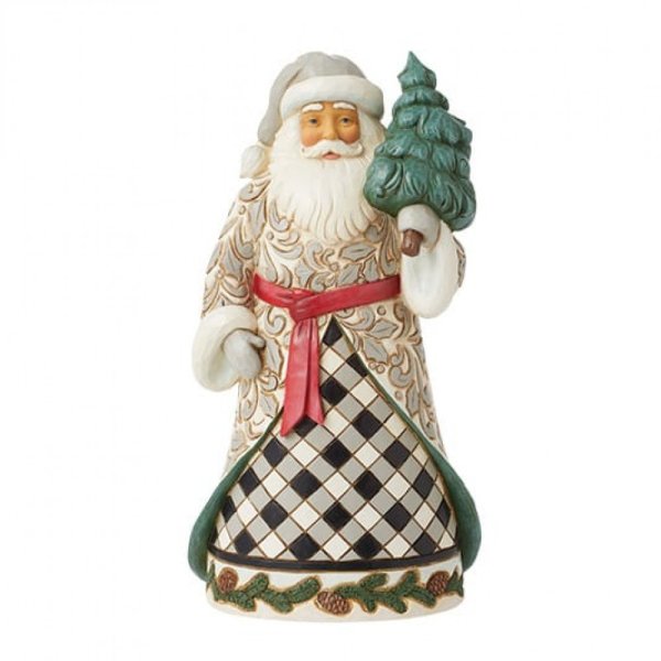 Jim Shore Heartwood Creek Black & White Plaid Santa