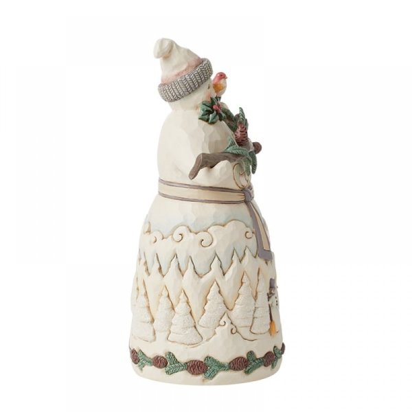 Jim Shore Heartwood Creek White Woodland Snowman with Pine Garland Figurine