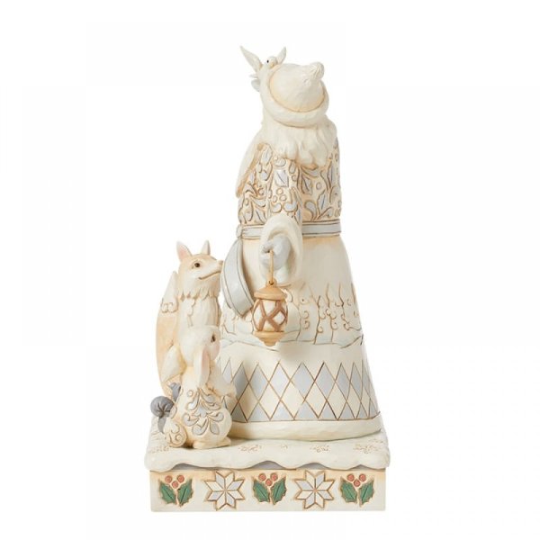 Jim Shore Heartwood Creek White Woodland Santa with Doves and Lantern Figurine