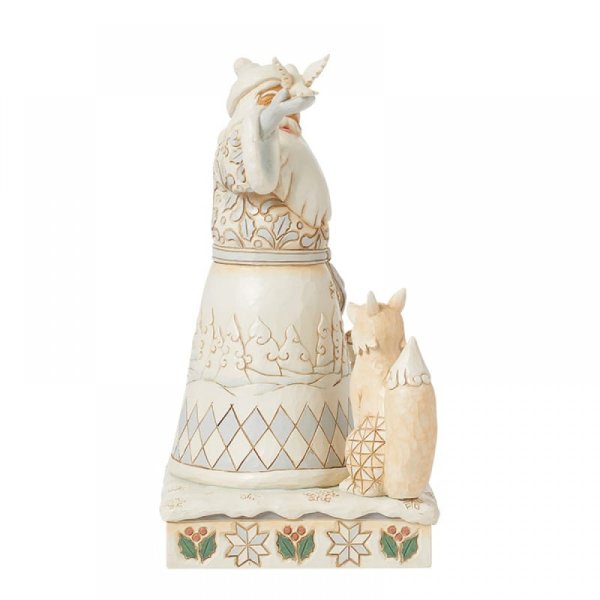 Jim Shore Heartwood Creek White Woodland Santa with Doves and Lantern Figurine