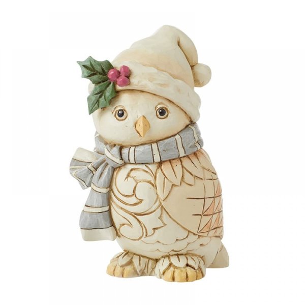 Jim Shore Heartwood Creek White Woodland Owl with Scarf Figurine