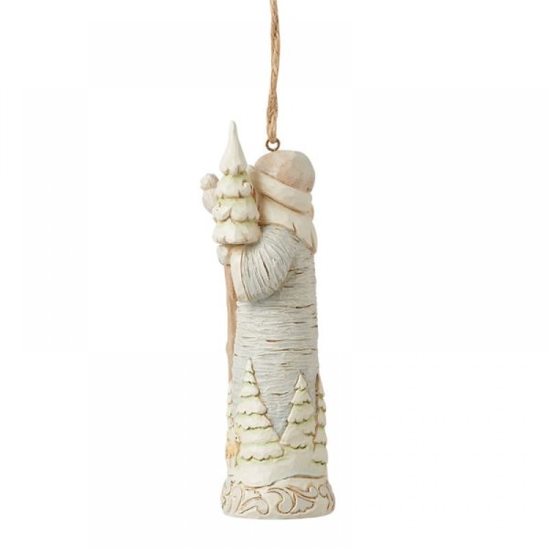 Jim Shore Heartwood Creek White Woodland Birch Bark Santa Hanging Ornament