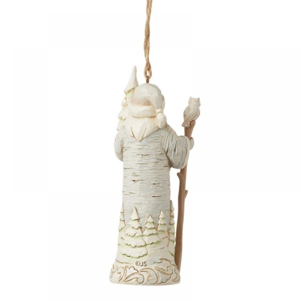 Jim Shore Heartwood Creek White Woodland Birch Bark Santa Hanging Ornament