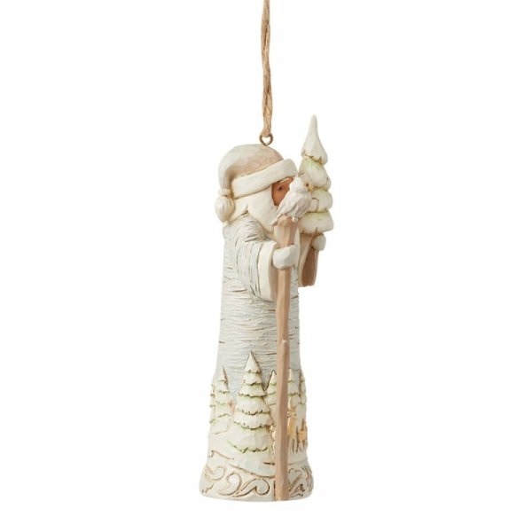 Jim Shore Heartwood Creek White Woodland Birch Bark Santa Hanging Ornament