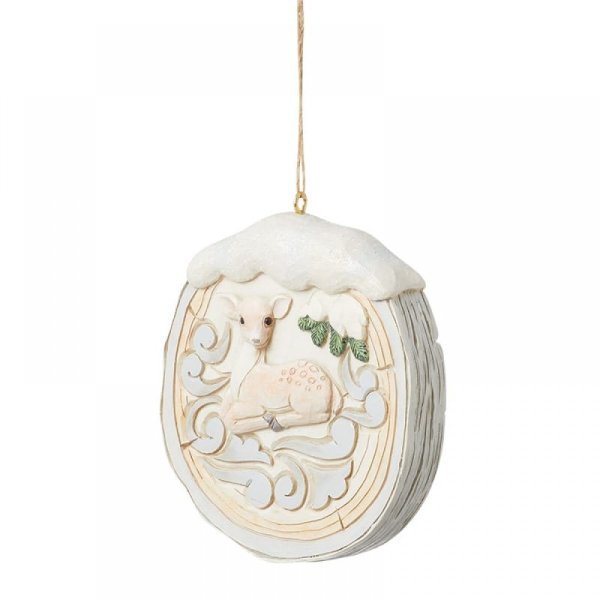 Jim Shore Heartwood Creek White Woodland Birch Fawn Scene Hanging Ornament