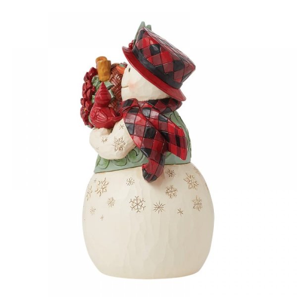 Jim Shore Heartwood Creek Snowman with Poinsettia Basket