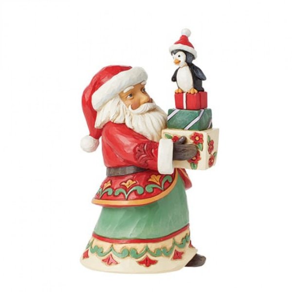 Jim Shore Heartwood Creek Santa with Gifts and Penguin Pint Size Figurine