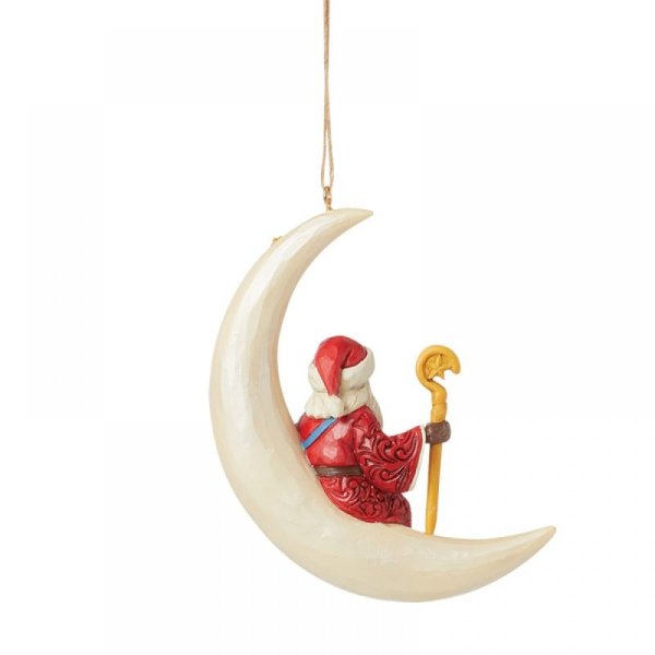 Heartwood Creek Santa on a Crescent Moon Hanging Ornament