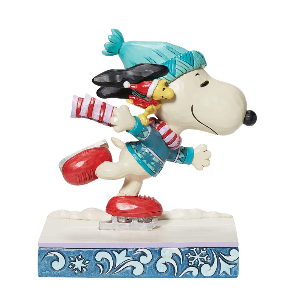 Jim Shore Peanuts Snoopy and Woodstock Skating Figurine