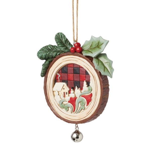 Jim Shore Heartwood Creek Woodslice Christmas Scene Hanging Ornament