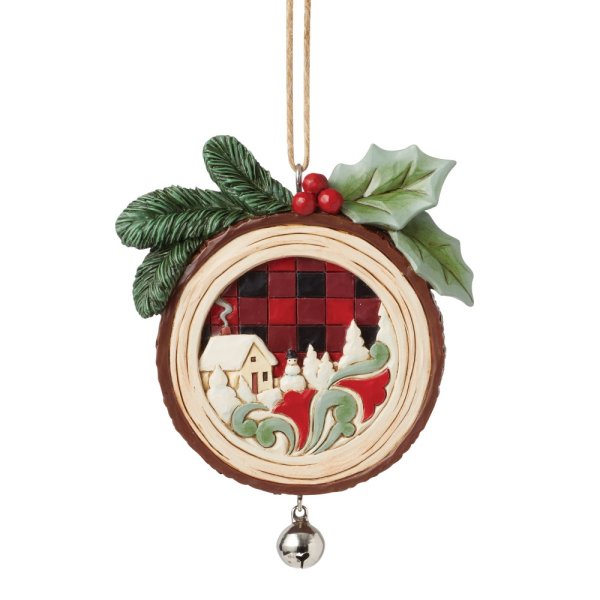 Jim Shore Heartwood Creek Woodslice Christmas Scene Hanging Ornament