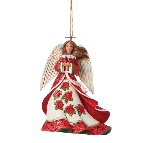 Jim Shore Heartwood Creek Christmas Angel with Cardinals Hanging Ornament