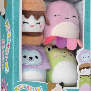 Micromallows Squishmallows Original 4-Pack – Carmelita S'mores, Jeanne Octopus, Luciano Lion, Wendy Frog