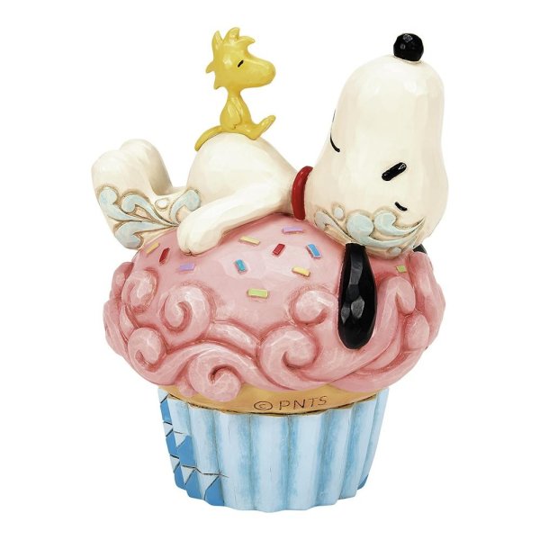 Jim Shore Peanuts Sprinkle Snooze (Snoopy Laying on Cupcake Figurine)