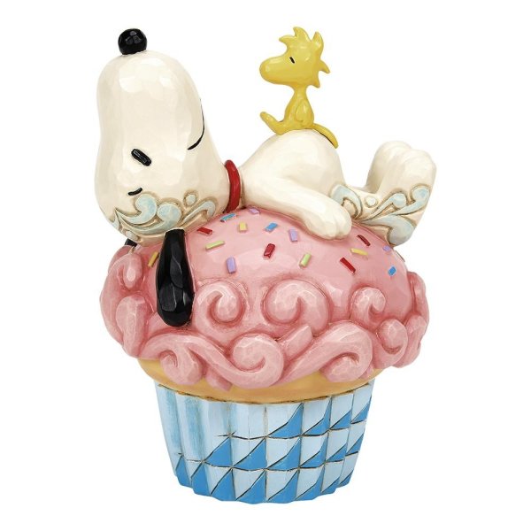 Jim Shore Peanuts Sprinkle Snooze (Snoopy Laying on Cupcake Figurine)