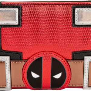 Loungefly Marvel Deadpool Metallic Collection Cosplay Zip Around Wallet Red