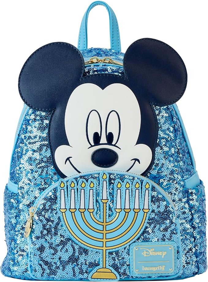 Loungefly Disney Mickey Mouse Hanukkah Sequin Glow Mini Backpack