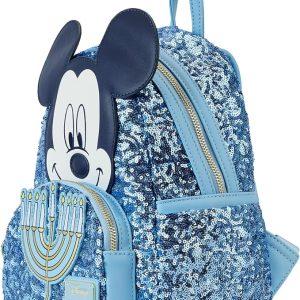 Loungefly Disney Mickey Mouse Hanukkah Sequin Glow Mini Backpack