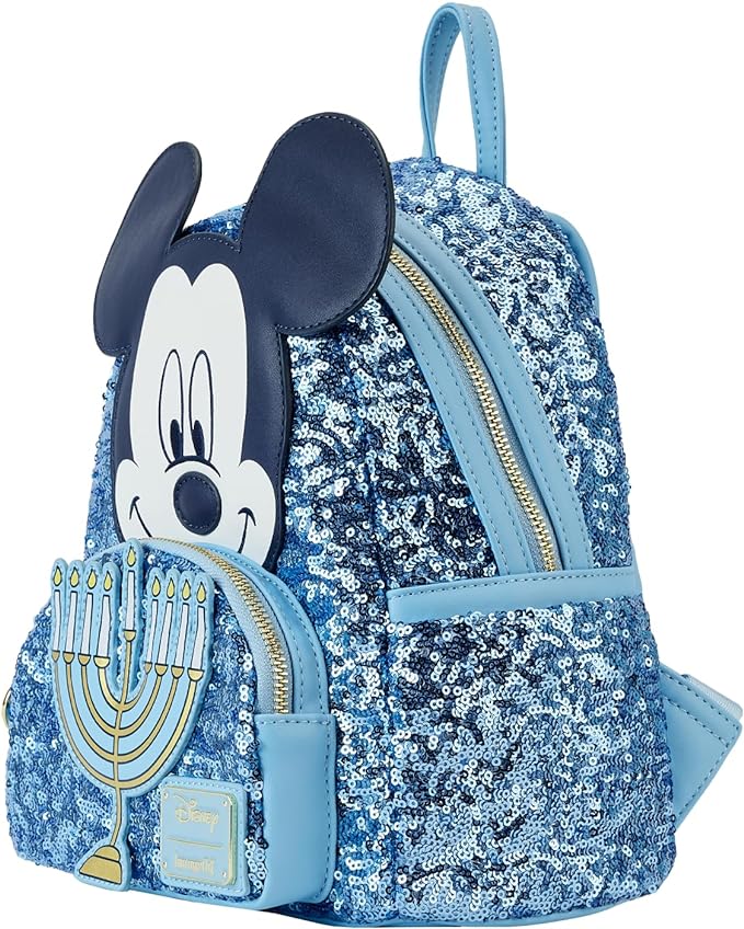 Loungefly Disney Mickey Mouse Hanukkah Sequin Glow Mini Backpack