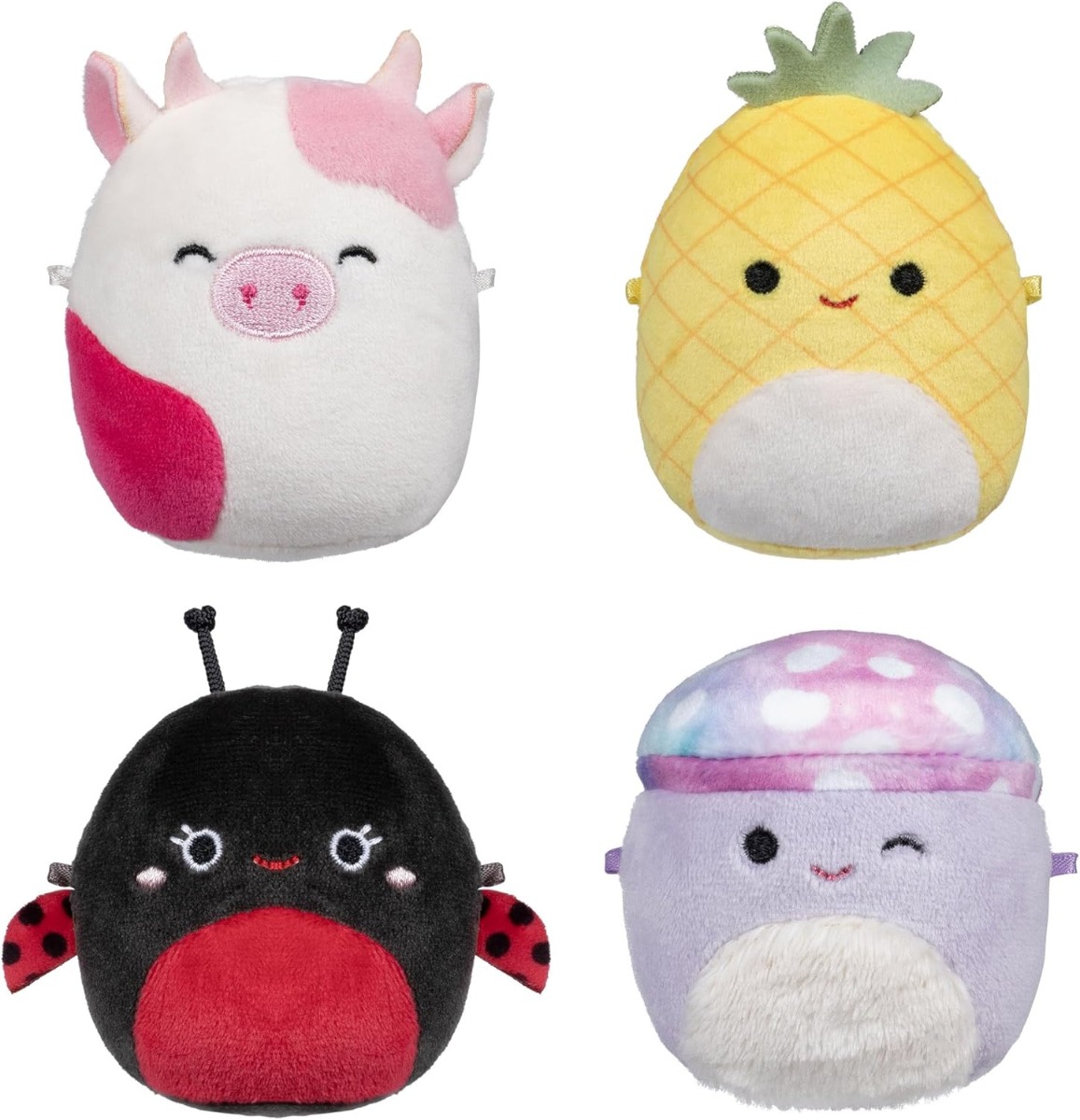 Micromallows 4-Pack Trudy Ladybug, Caedyn Cow, Maui Pineapple and Minya Mushroom