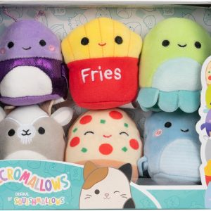 Micromallows Squishmallows 6-Pack – Axel Beetle, Lune Loch Ness Monster, Malcolm Mushroom, Orphie Octopus, Pep Pizza, Walker Goat