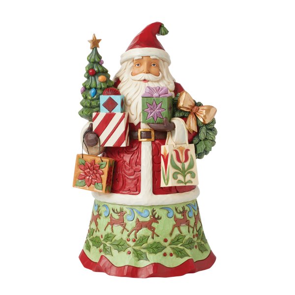 Jim Shore Heartwood Creek First Edition Signed All Wrapped Up Santa with Gifts Figurine