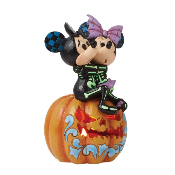 Jim Shore Disney Traditions Spine-tingling Sweethearts (Mickey & Minnie LED Pumpkin)