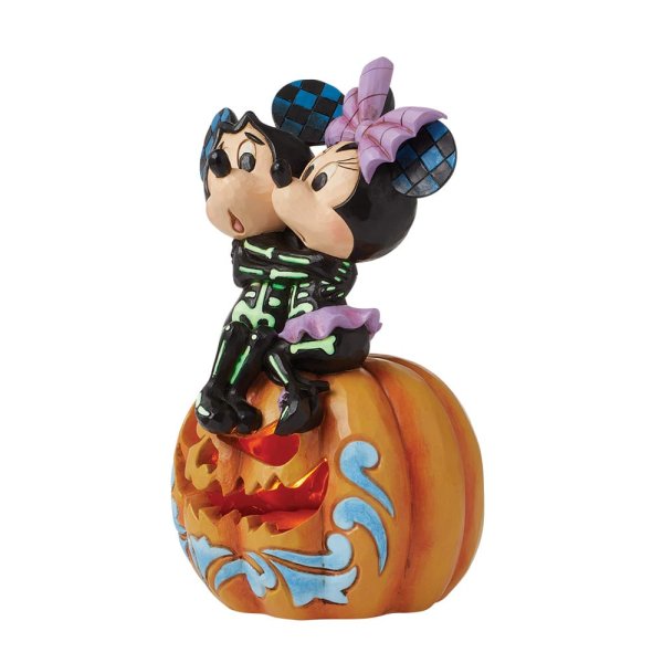 Jim Shore Disney Traditions Spine-tingling Sweethearts (Mickey & Minnie LED Pumpkin)