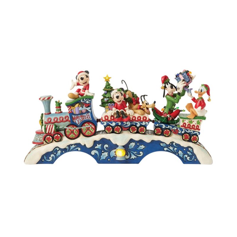 Jim Shore Disney Traditions Christmas Cheer On Track Mickey and Friend LED Musical Train