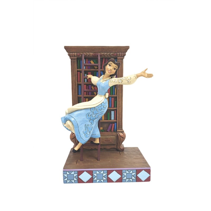 Jim Shore Disney Traditions A World Of Books Belle on Bookcase