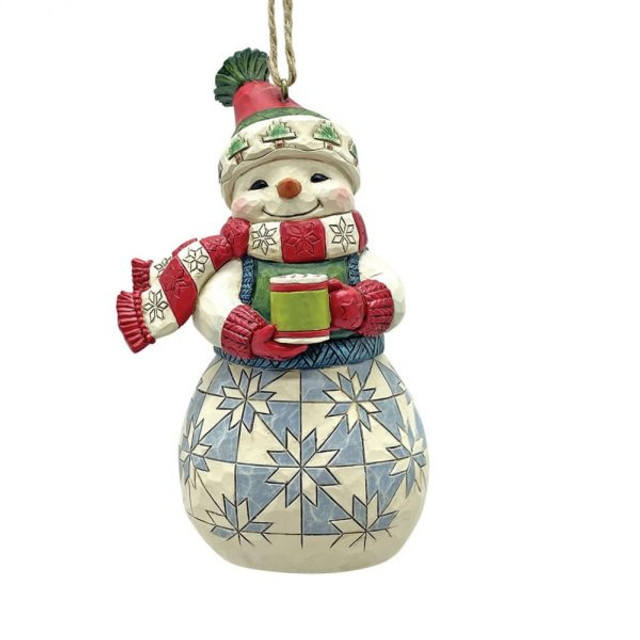 Jim Shore Heartwood Creek Snowman with Cocoa Hanging Ornament