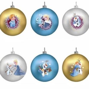 Set of 6 Frozen Assorted Style 80mm Glass Ornament