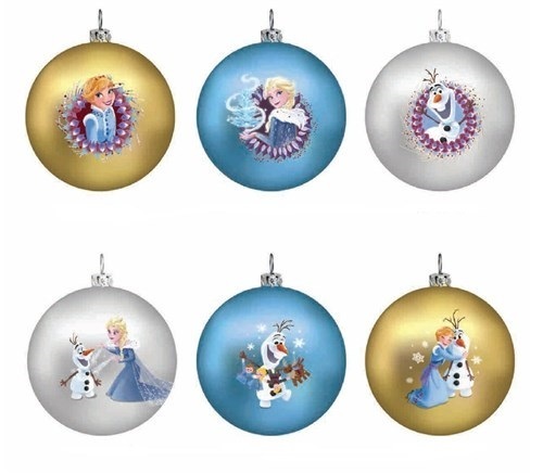 Set of 6 Frozen Assorted Style 80mm Glass Ornament