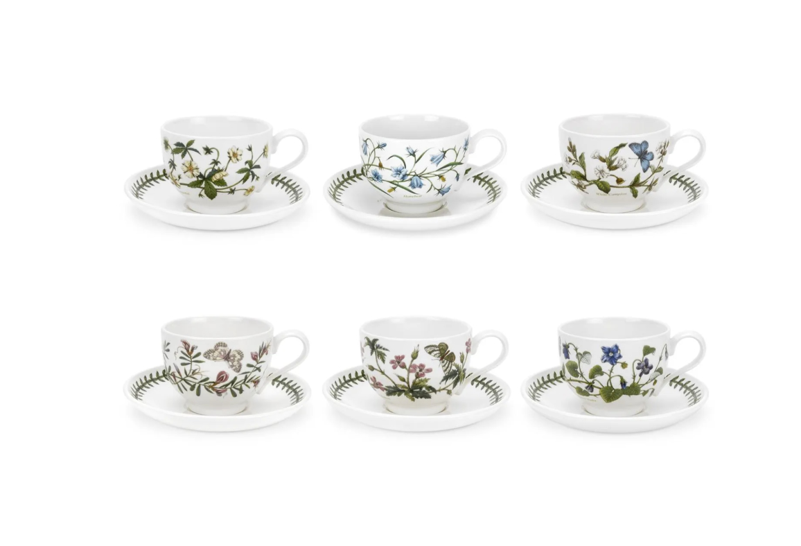 Portmeirion Botanic Garden Set of 6 Breakfast Cups & Saucers