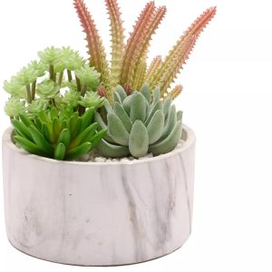 Artificial Succulent Plant in a Marble Effect Pot