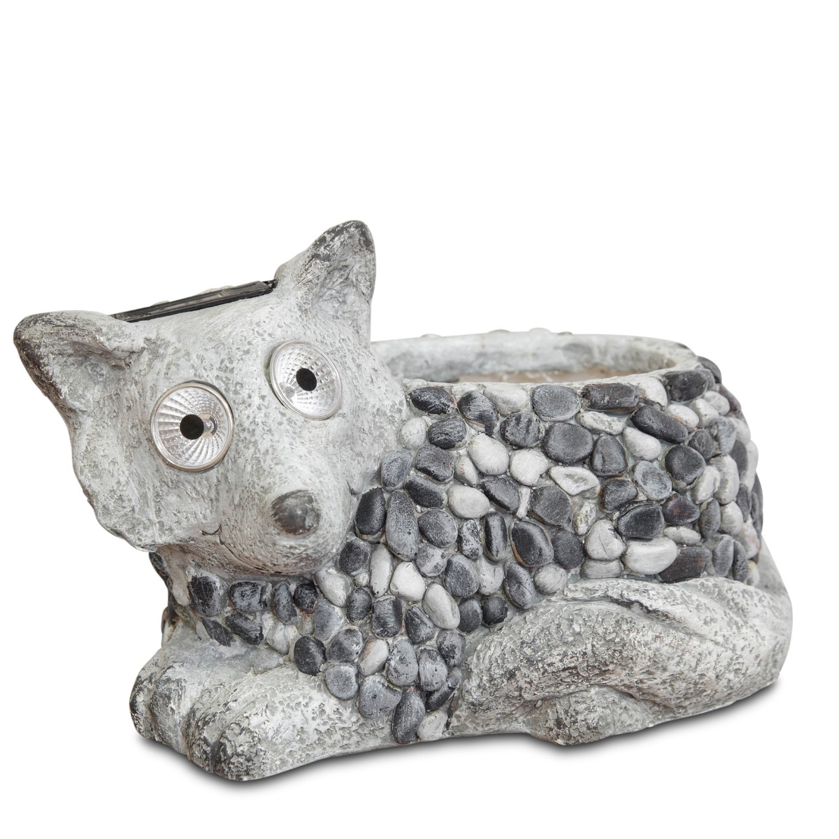 Mosaic Fox Planter with Solar Light Eyes